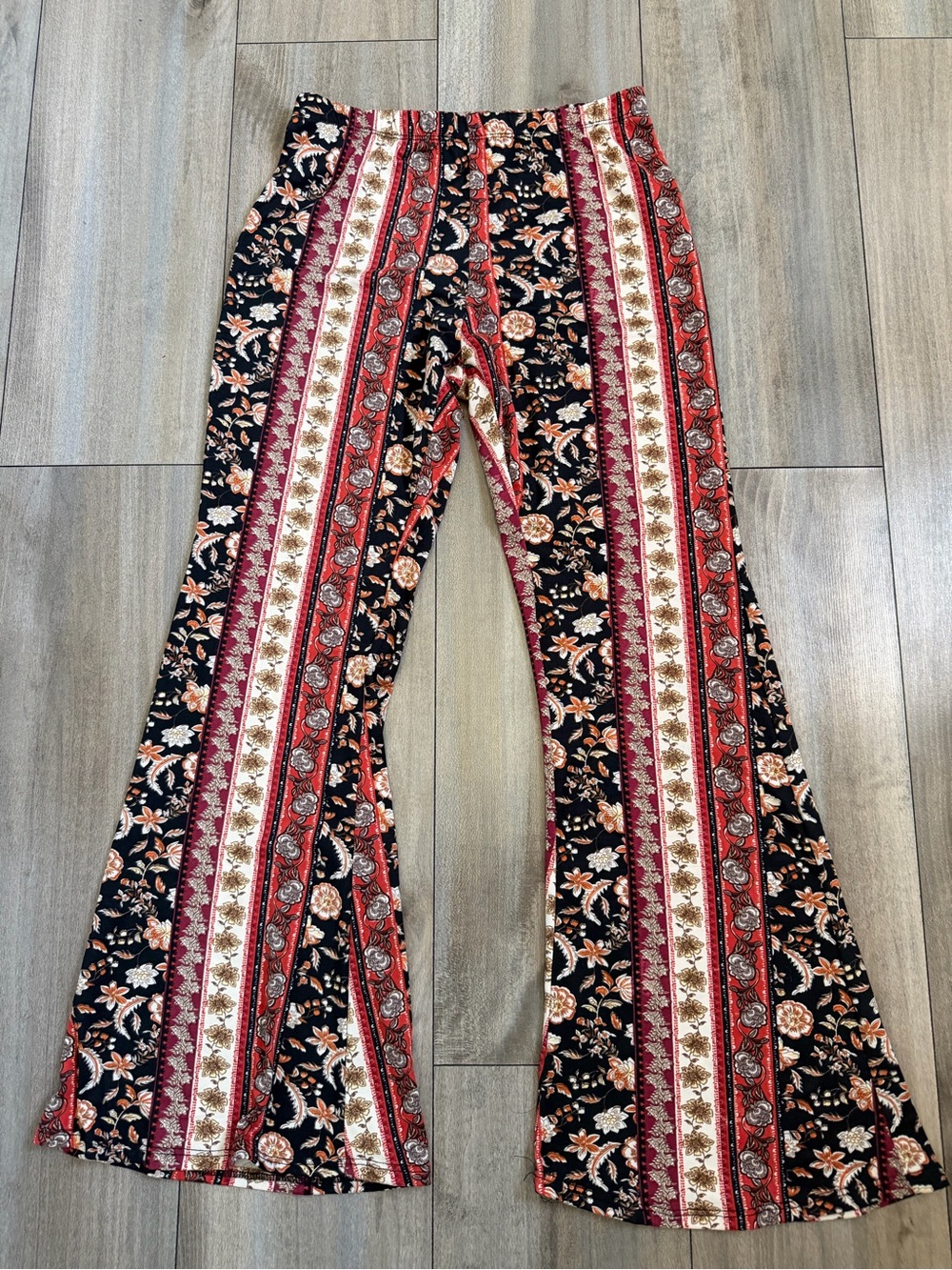 Windsor Red & Black Striped Floral Flare Pants - Picture 2 of 7